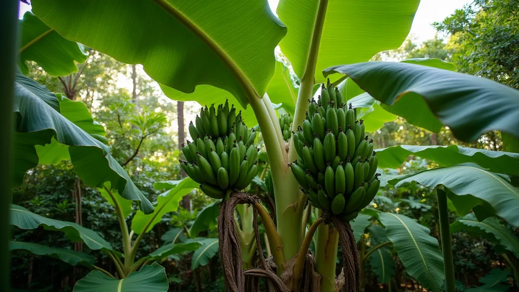 Banana tree providing shade for vanilla bean vines.