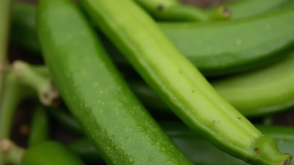 Freshly harvested green vanilla bean pods