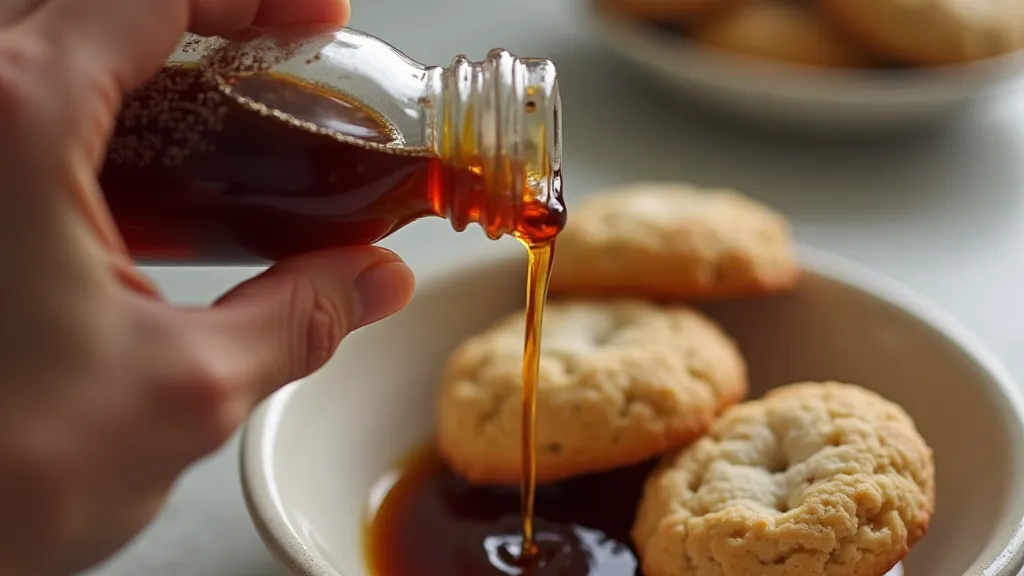 Pouring vanilla extract into a bowl