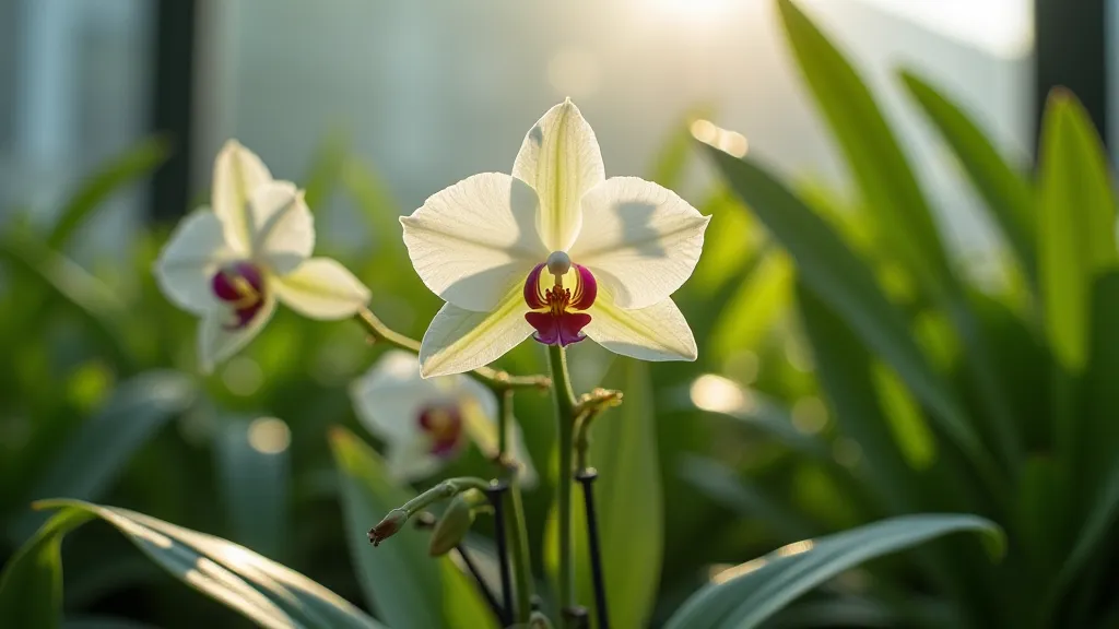 Vanilla plant growing in a greenhouse